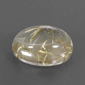 Quarzo rutilato naturale giallo da 7,87 ct, taglio ovale, trasparente