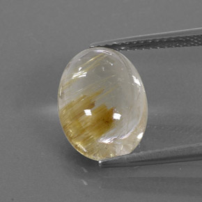 Quarzo rutilato naturale giallo da 5,68 ct, taglio ovale, trasparente