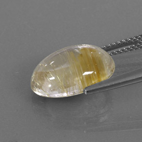 Quarzo rutilato naturale giallo da 5,68 ct, taglio ovale, trasparente