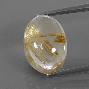 Quarzo rutilato naturale giallo da 7,07 ct, taglio ovale, trasparente