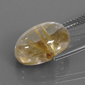 Quarzo rutilato naturale giallo da 7,07 ct, taglio ovale, trasparente
