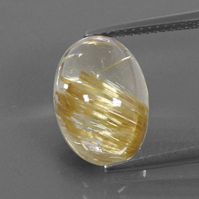 Quarzo rutilato naturale giallo da 6,93 ct, taglio ovale, trasparente
