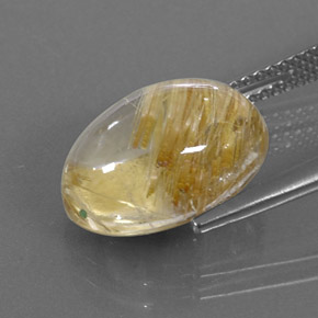 Quarzo rutilato naturale giallo da 6,93 ct, taglio ovale, trasparente