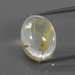 Quarzo rutilato naturale giallo da 7,25 ct, taglio ovale, trasparente