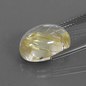 Quarzo rutilato naturale giallo da 7,25 ct, taglio ovale, trasparente