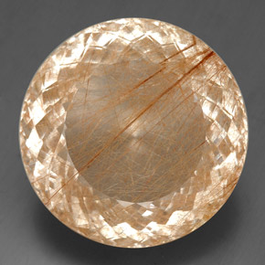 Quarzo rutilato naturale giallo da 129,30 ct, taglio rotondo, trasparente