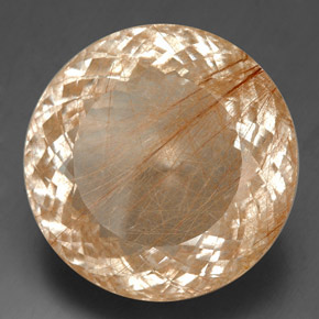Quarzo rutilato naturale giallo da 129,30 ct, taglio rotondo, trasparente