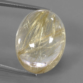 Quarzo rutilato naturale giallo da 22,76 ct, taglio ovale, trasparente