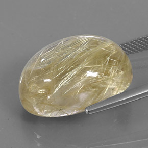 Quarzo rutilato naturale giallo da 22,76 ct, taglio ovale, trasparente