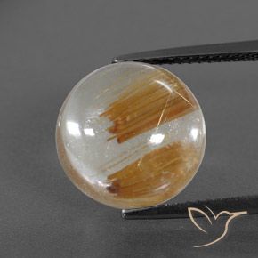 8.46ct Naturale Trasparente e Oro-Bronzo Quarzo rutilo, Rotondo, Trasparente/Traslucido