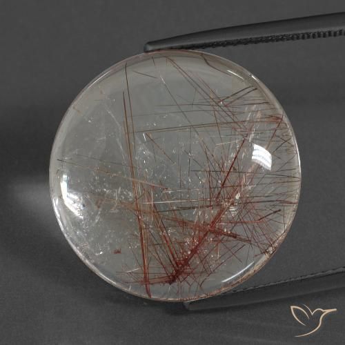Quarzo rutilato naturale bianco da 21,57 ct, taglio rotondo, trasparente