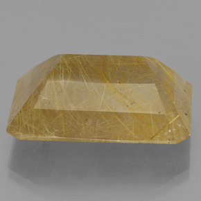 Quarzo rutilato naturale giallo da 34,58 ct, taglio smeraldo, traslucido