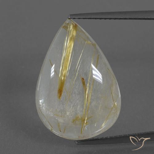 13.86ct Naturale Giallo terroso Quarzo rutilo, Forma a pera, Trasparente