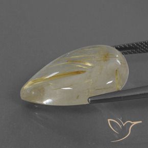 Quarzo rutilo Giallo terroso naturale da 13.86 ct, Forma a pera, Trasparente