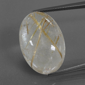 Quarzo rutilato naturale dorato da 18,47 ct, taglio ovale, trasparente