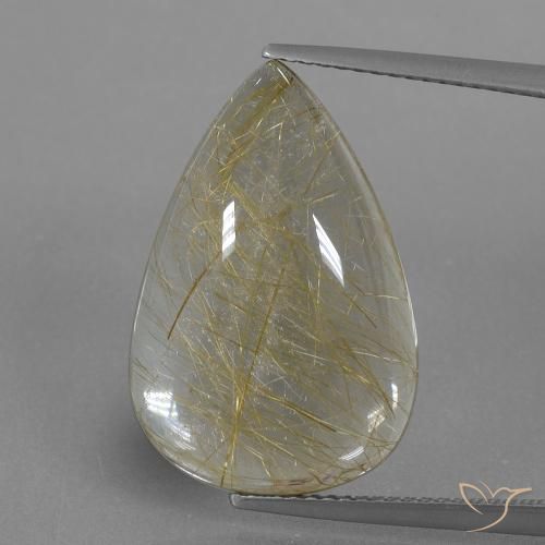 13.44ct Naturale Marrone Dorato Molto Chiaro Quarzo rutilo, Forma a pera, Trasparente