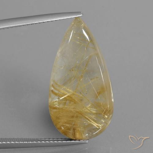 18.69ct Naturale Oro medio Quarzo rutilo, Forma a pera, Trasparente