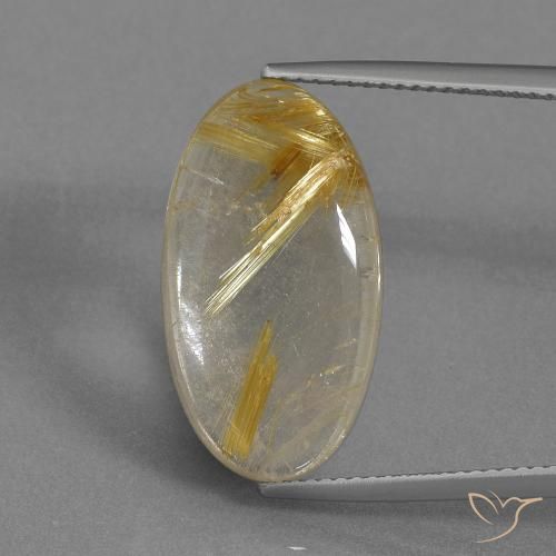 11.13ct Naturale Marrone Dorato Molto Chiaro Quarzo rutilo, Ovale, Trasparente