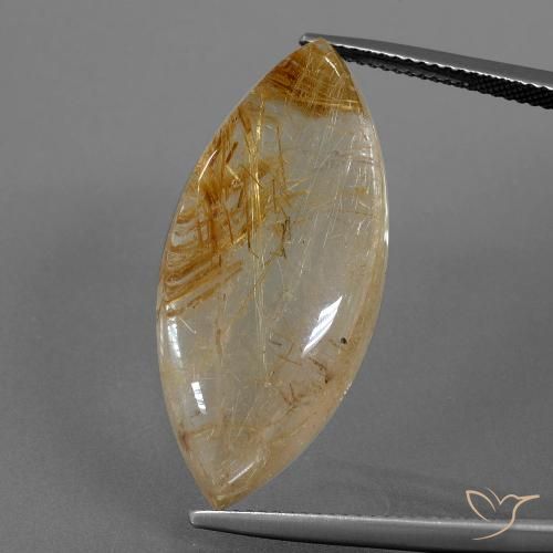25.82ct Naturale Marrone aranciato Quarzo rutilo, Taglio marquise, Trasparente