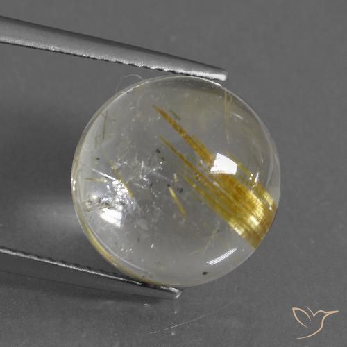 10.11ct Naturale Giallo Toscana Quarzo rutilo, Rotondo, Trasparente