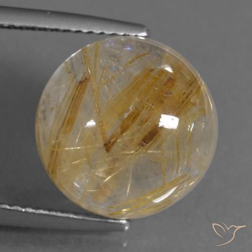 10.19ct Naturale Marrone Dorato Molto Chiaro Quarzo rutilo, Rotondo, Trasparente