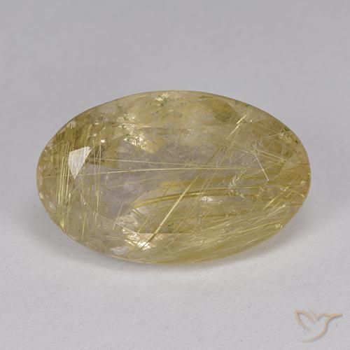 9.05ct Naturale Marrone Dorato Molto Chiaro Quarzo rutilo, Ovale, Trasparente