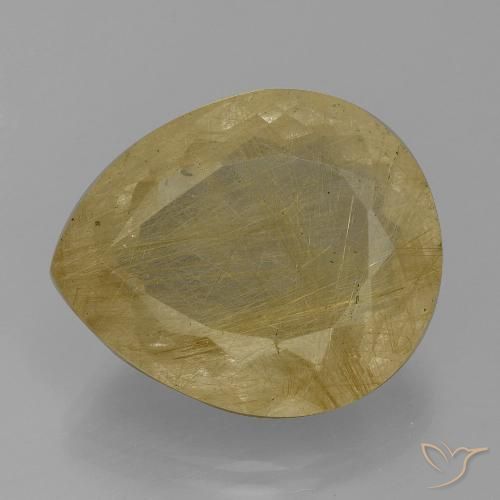 18.19ct Naturale Giallo chiaro Quarzo rutilo, Forma a pera, Trasparente