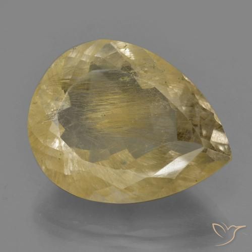 24.15ct Naturale Giallo caldo Quarzo rutilo, Forma a pera, Trasparente