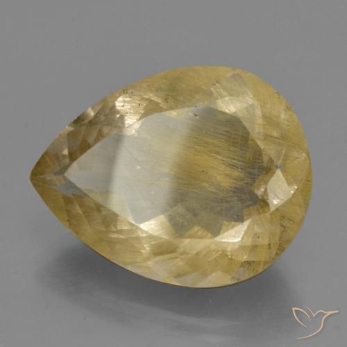 Quarzo rutilo Giallo caldo naturale da 24.15 ct, Forma a pera, Trasparente