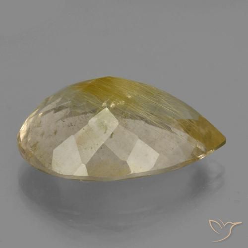 Quarzo rutilo Giallo caldo naturale da 24.15 ct, Forma a pera, Trasparente
