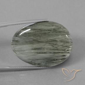 Quarzo rutilo Grigio medio naturale da 31.28 ct, Ovale, Traslucido