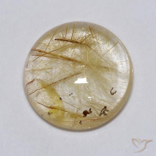 7.49ct Naturale Marrone Dorato Molto Chiaro Quarzo rutilo, Rotondo, Trasparente