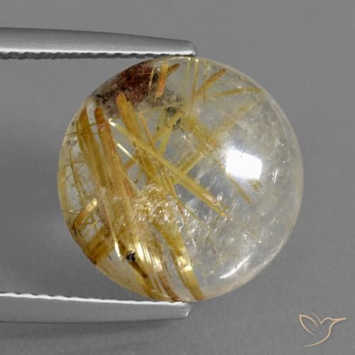 6.12ct Naturale Marrone Dorato Molto Chiaro Quarzo rutilo, Rotondo, Trasparente