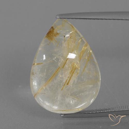 Quarzo rutilo Marrone Dorato Molto Chiaro naturale da 13.55 ct, Forma a pera, Trasparente