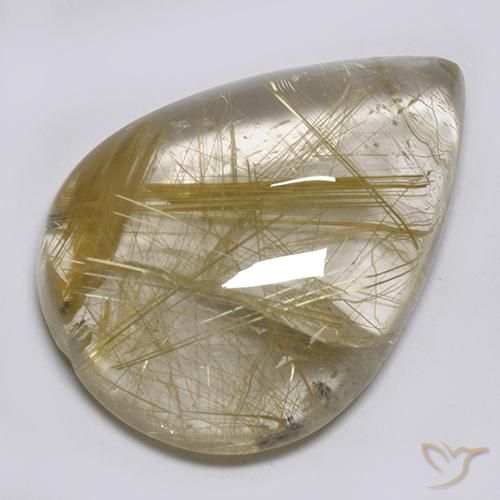 17.23ct Naturale Marrone Dorato Molto Chiaro Quarzo rutilo, Forma a pera, Trasparente