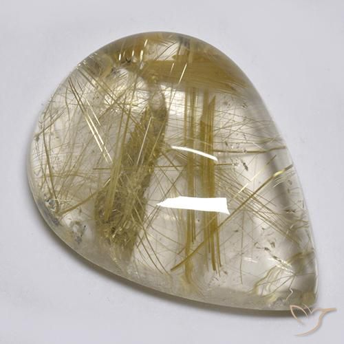 Quarzo rutilo Marrone Dorato Molto Chiaro naturale da 17.23 ct, Forma a pera, Trasparente