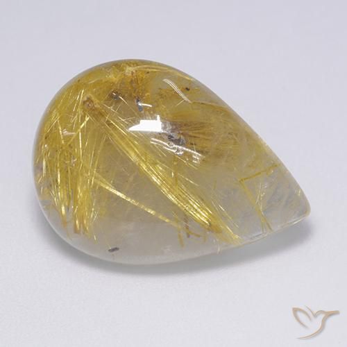 Quarzo rutilo Oro medio naturale da 16.01 ct, Forma a pera, Traslucido