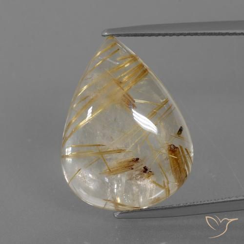 14.70ct Naturale Marrone Dorato Molto Chiaro Quarzo rutilo, Forma a pera, Trasparente