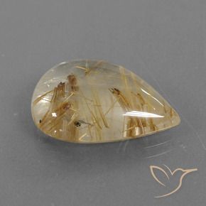 Quarzo rutilo Marrone Dorato Molto Chiaro naturale da 14.70 ct, Forma a pera, Trasparente