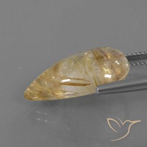 Quarzo rutilo Marrone Dorato Molto Chiaro naturale da 14.70 ct, Forma a pera, Trasparente