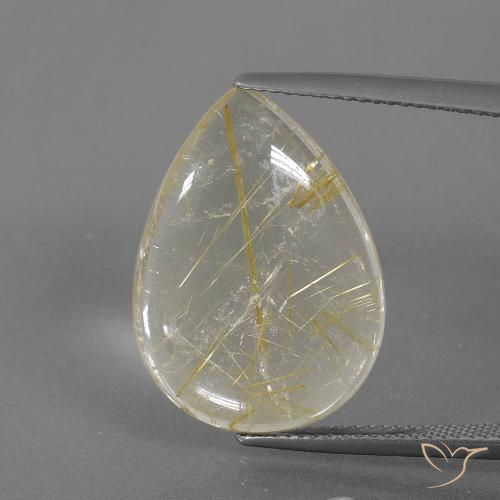 12.47ct Naturale Giallo Toscana Quarzo rutilo, Forma a pera, Trasparente