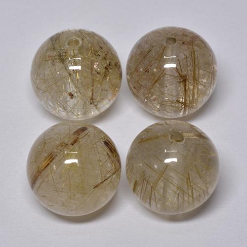 Quarzo rutilato naturale dorato da 28,45 ct, sfera / palla, trasparente