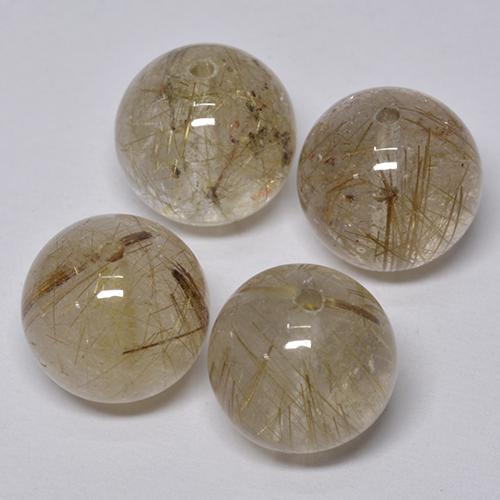 Quarzo rutilato naturale dorato da 28,45 ct, sfera / palla, trasparente