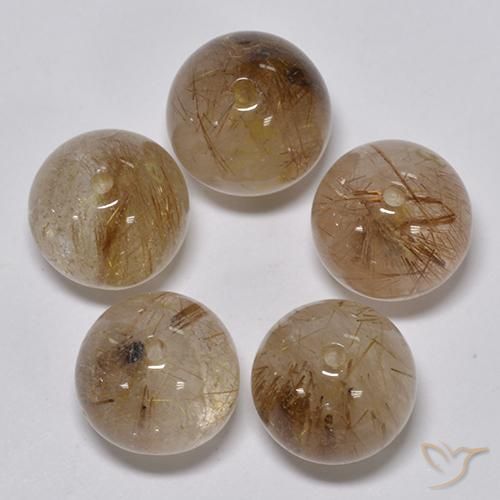 Gemme di Quarzo rutilo Marrone dorato chiaro naturale da 25.32 ct, Sfera, Trasparente