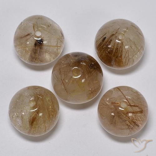 Gemme di Quarzo rutilo Marrone dorato chiaro naturale da 25.32 ct, Sfera, Trasparente