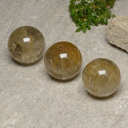 55.78ctw Naturale Marrone Dorato Molto Chiaro Quarzo rutilo, Sfera, Trasparente