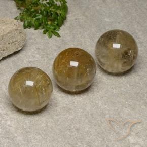 Gemme di Quarzo rutilo Marrone Dorato Molto Chiaro naturale da 55.78 ct, Sfera, Trasparente
