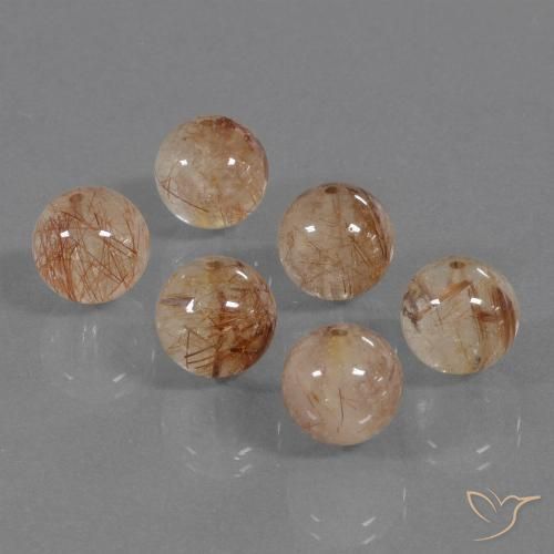 33.23ctw Naturale Pesca-Oro Quarzo rutilo, Sfera, Trasparente