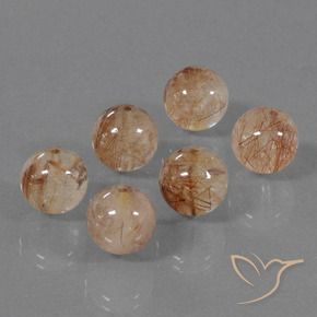 Gemme di Quarzo rutilo Pesca-Oro naturale da 33.23 ct, Sfera, Trasparente