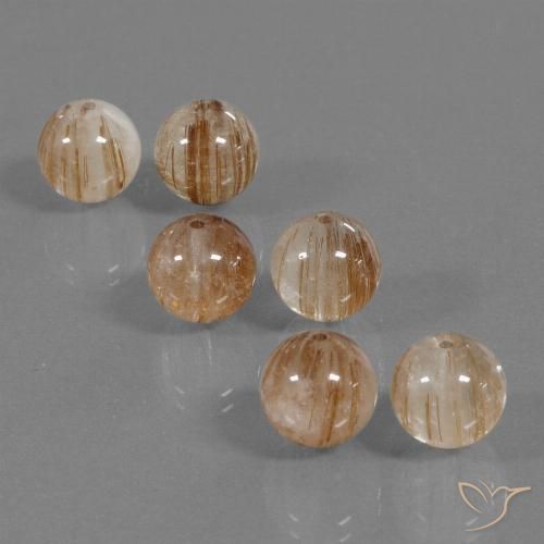 33.37ctw Naturale Trasparente e Oro-Bronzo Quarzo rutilo, Sfera, Trasparente